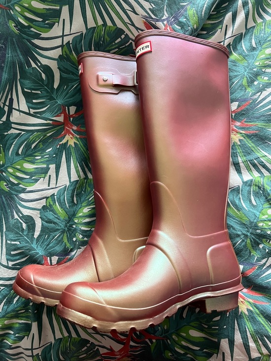 Hunter Shoes - Hunter nebula pink gold iridescent tall boots UK7 US9 EU40/41 RARE HTF